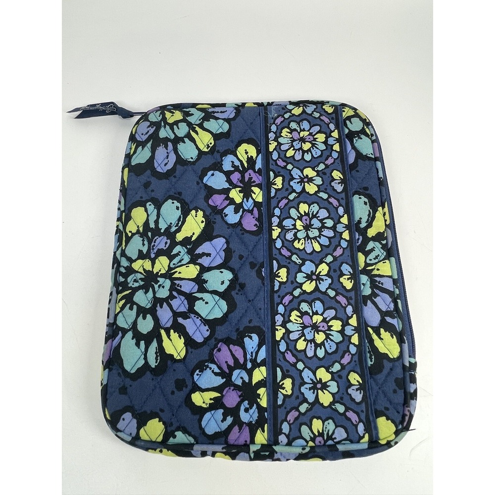 Vera Bradley eReader Sleeve iPad Med. Zip Case Book Cover INDIGO POP 9" X 7" EUC